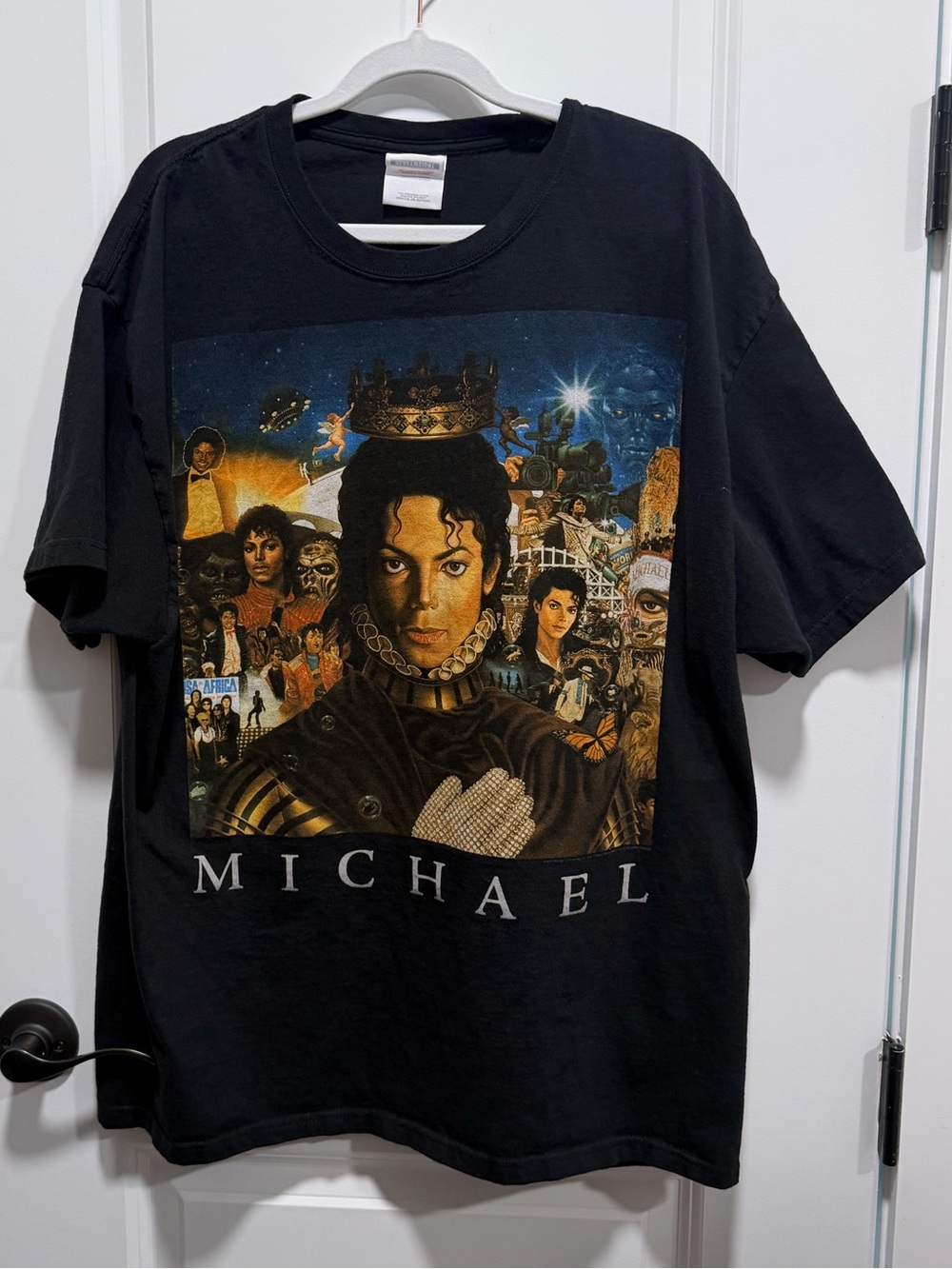 Vintage Y2K Michael Jackson Graphic Shirt Hanes Heavyweight Black XL King of Pop